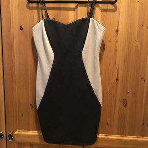 Cute mini dress, tan and black